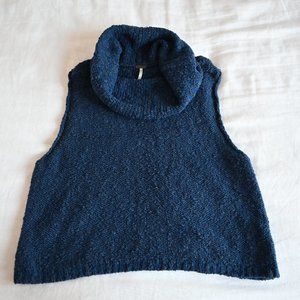Free People Navy Turtleneck Sleevless sweater